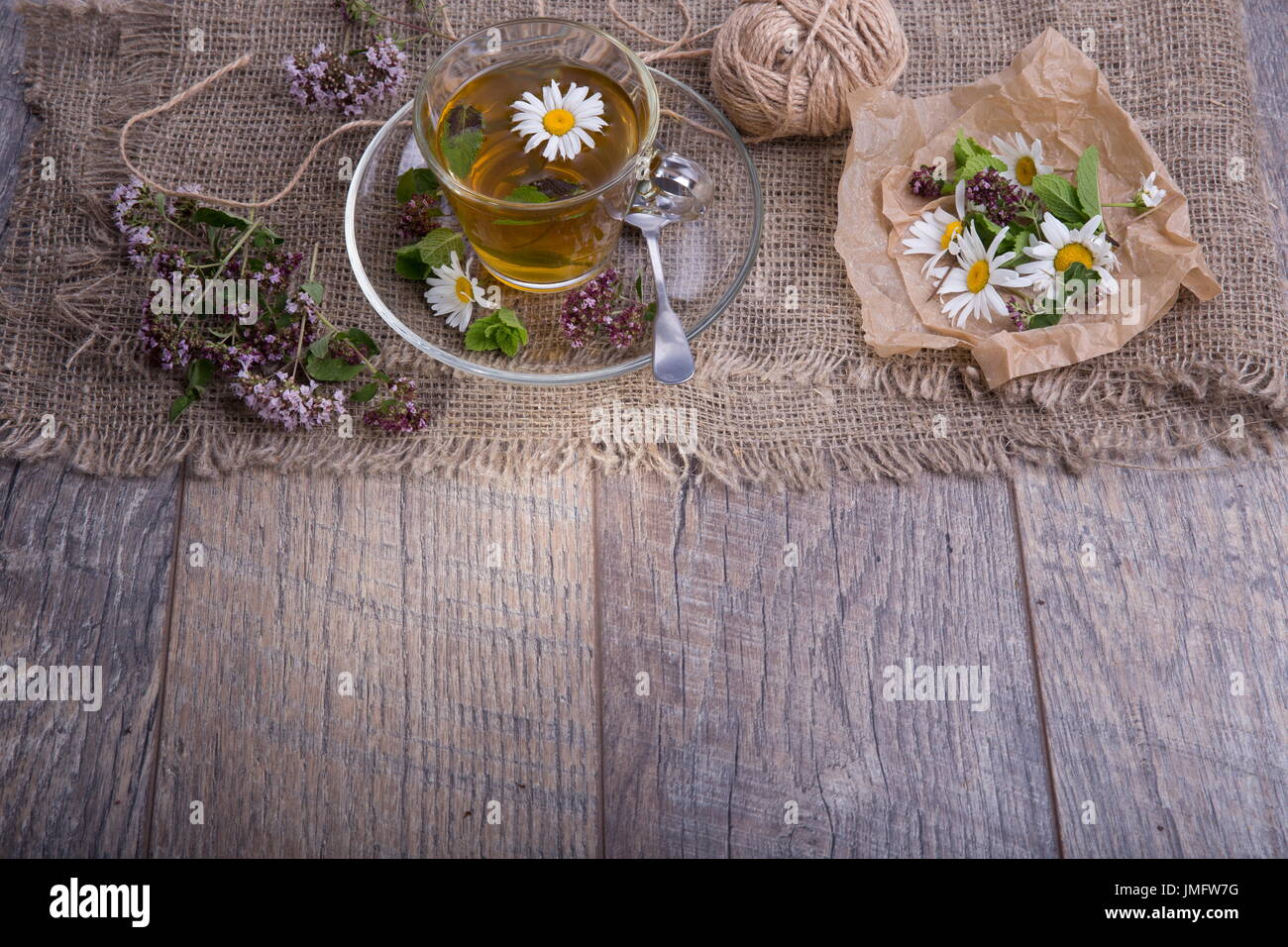Chamomile tea. Rustic style Stock Photo - Alamy
