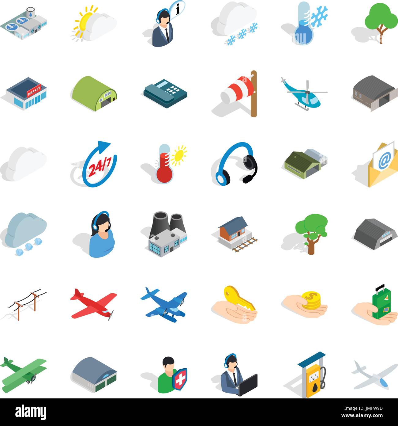 Aviation icons set, isometric style Stock Vector Image & Art - Alamy
