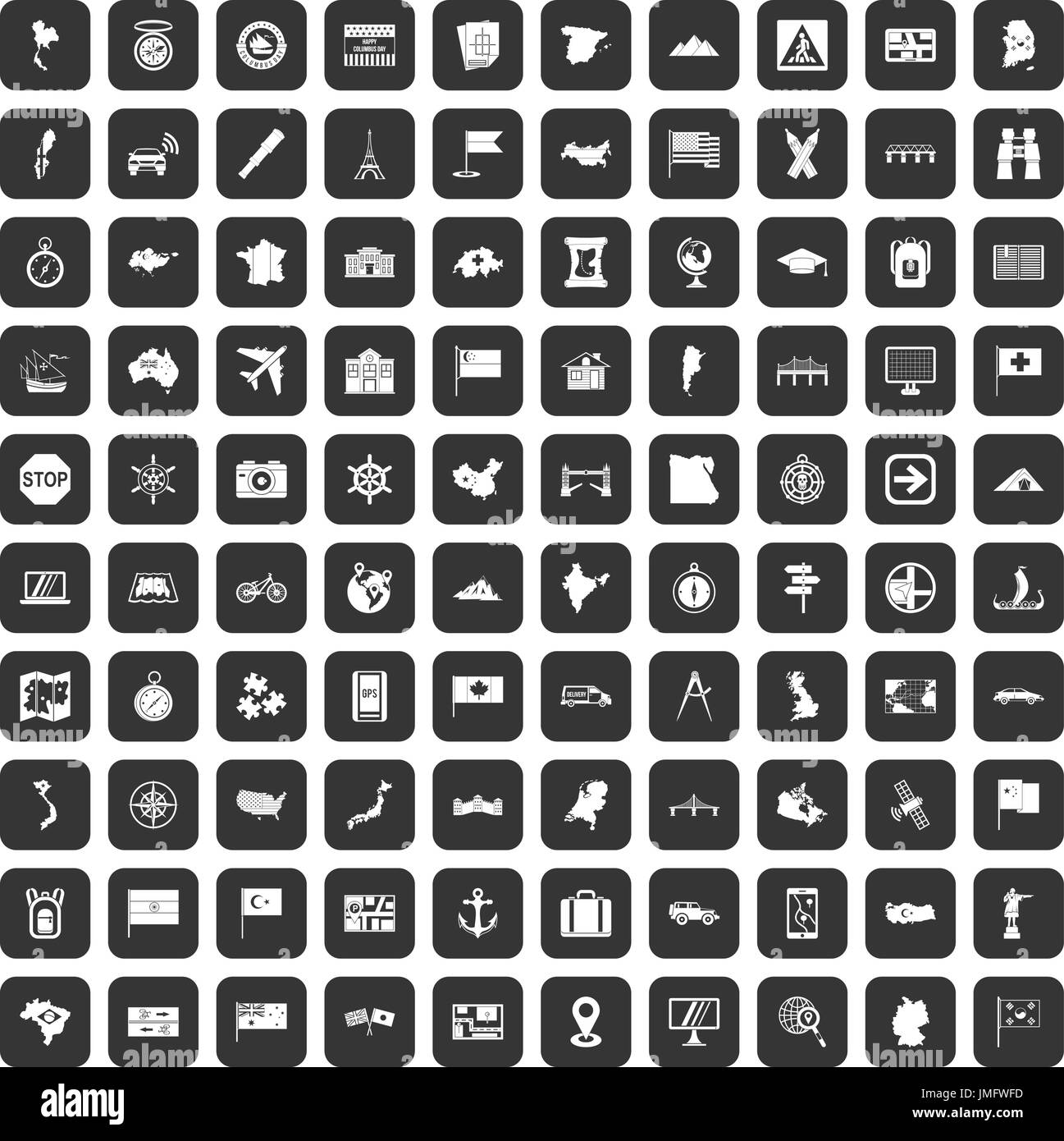 100 cartography icons set black Stock Vector Image & Art - Alamy