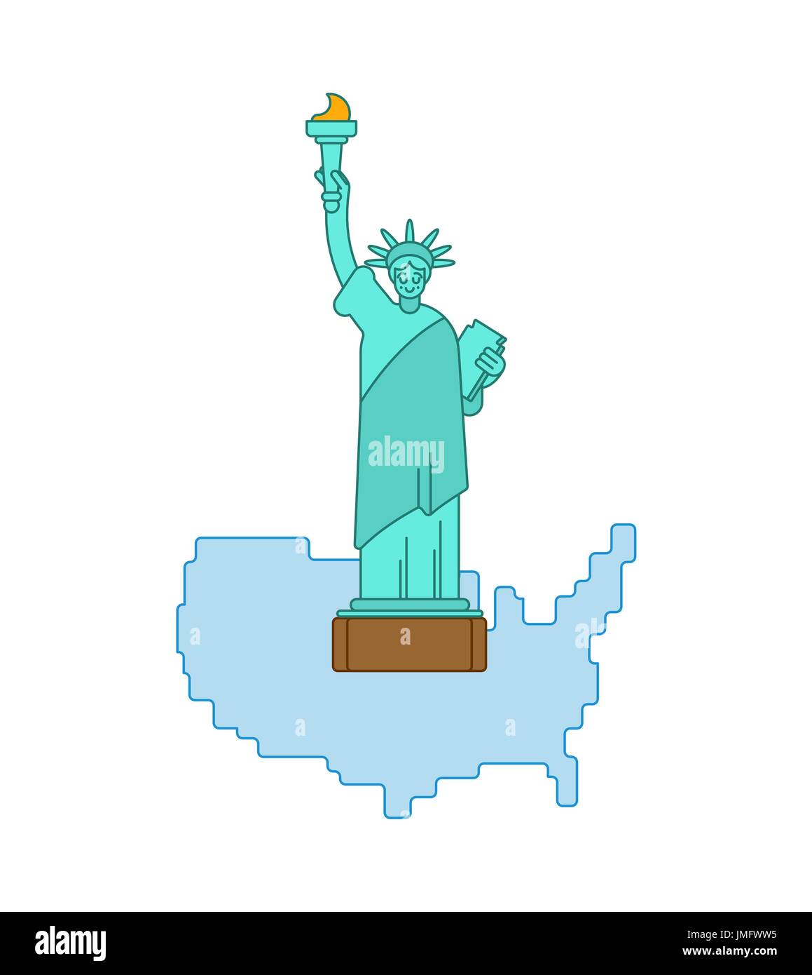 Statue of Liberty and map United - Statue Of Liberty And Map United States Landmark America Usa Sculpture JMFWW5