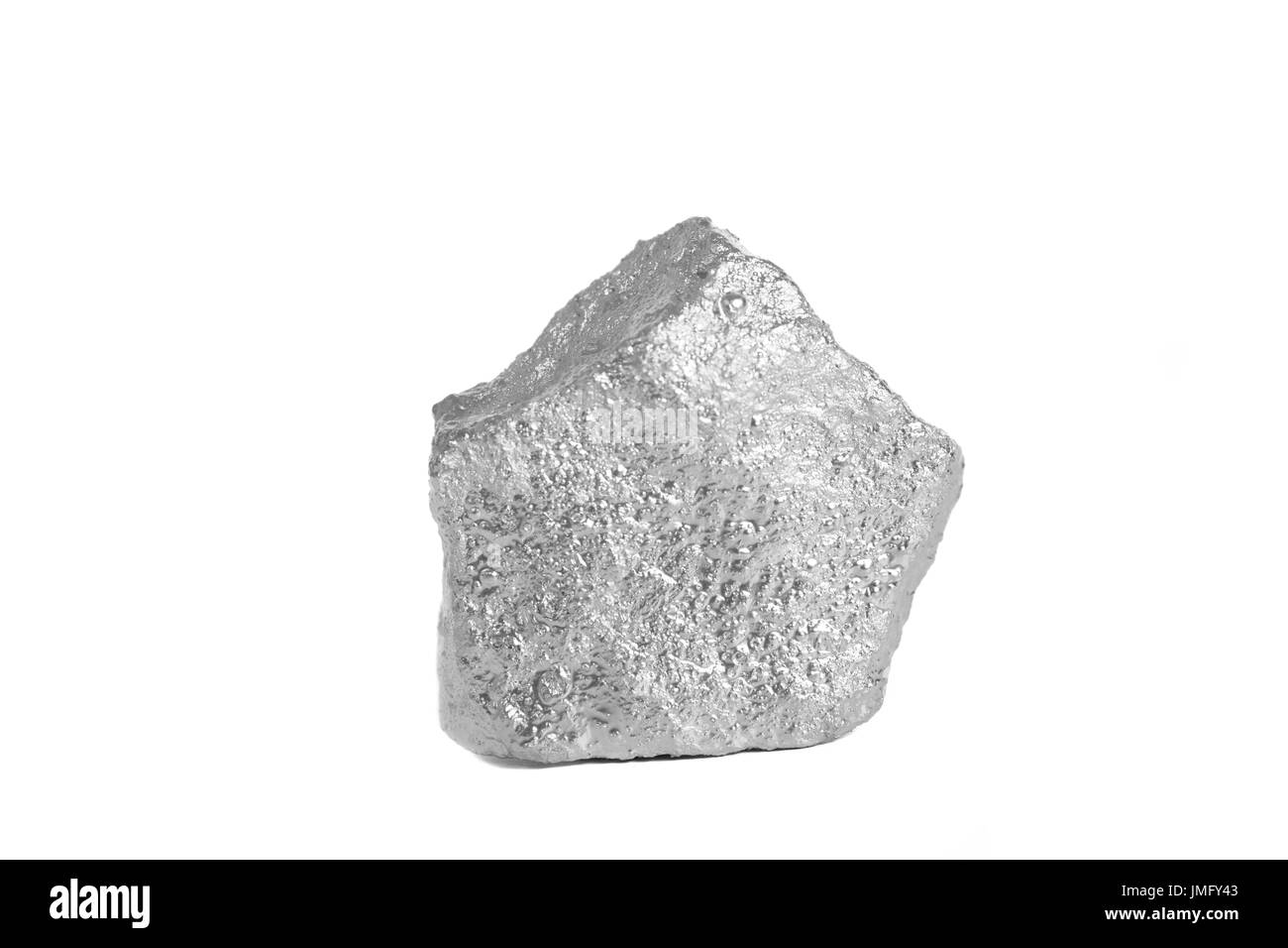 Silver nugget isolated on white background Stock Photo