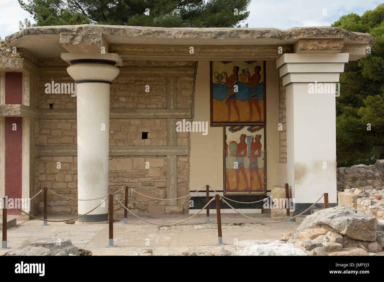 The Palace of Knossos was the ceremonial and political centre of the Minoan civilization and culture.Many frescoes have been excavated there. Stock Photo