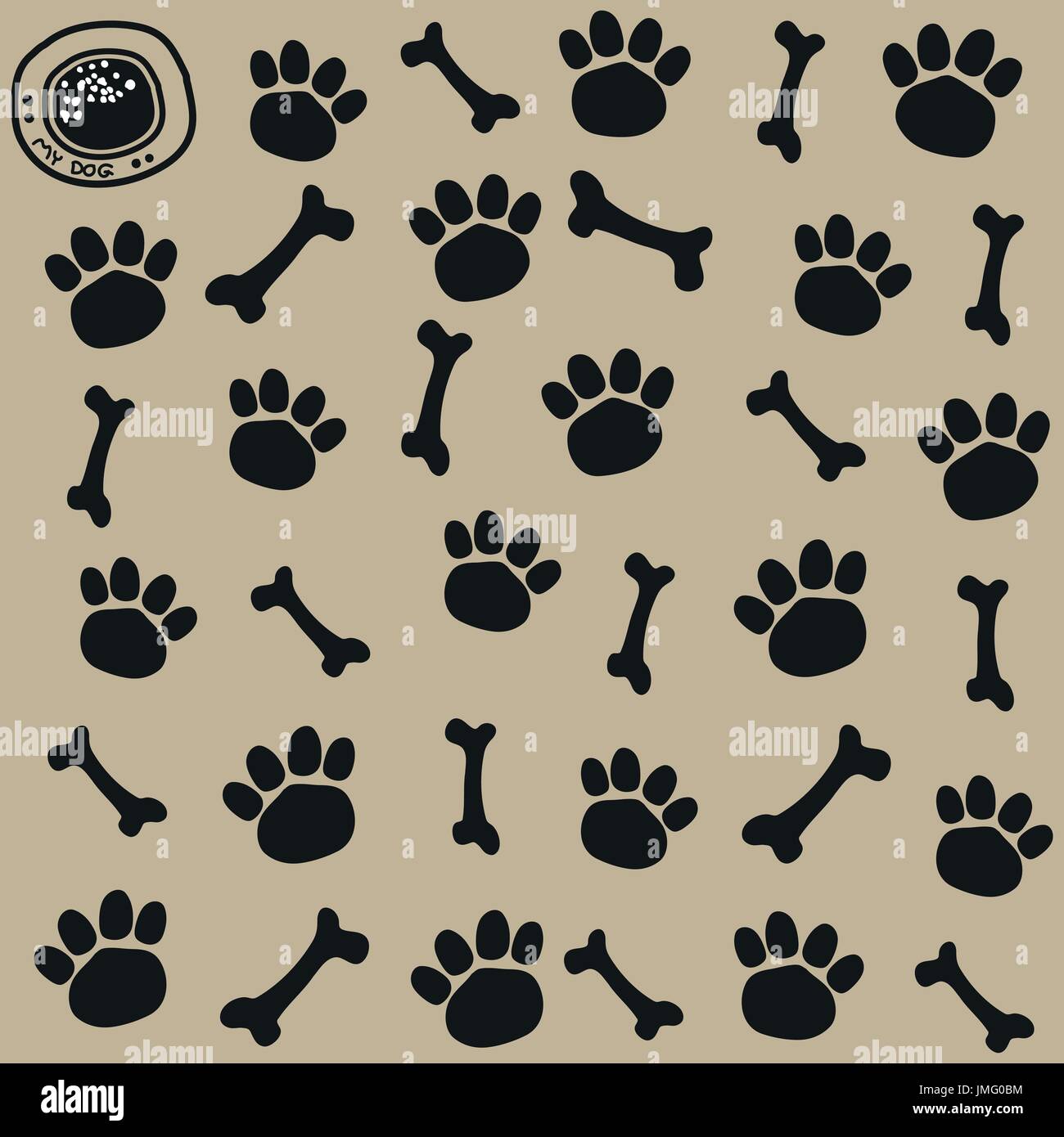 Dog trail and bone pattern Seamless.. vector illustration. Stock Vector