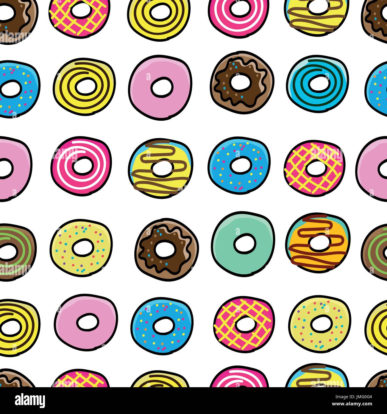 Donuts sweet pattern seamless vector illustration. Stock Vector