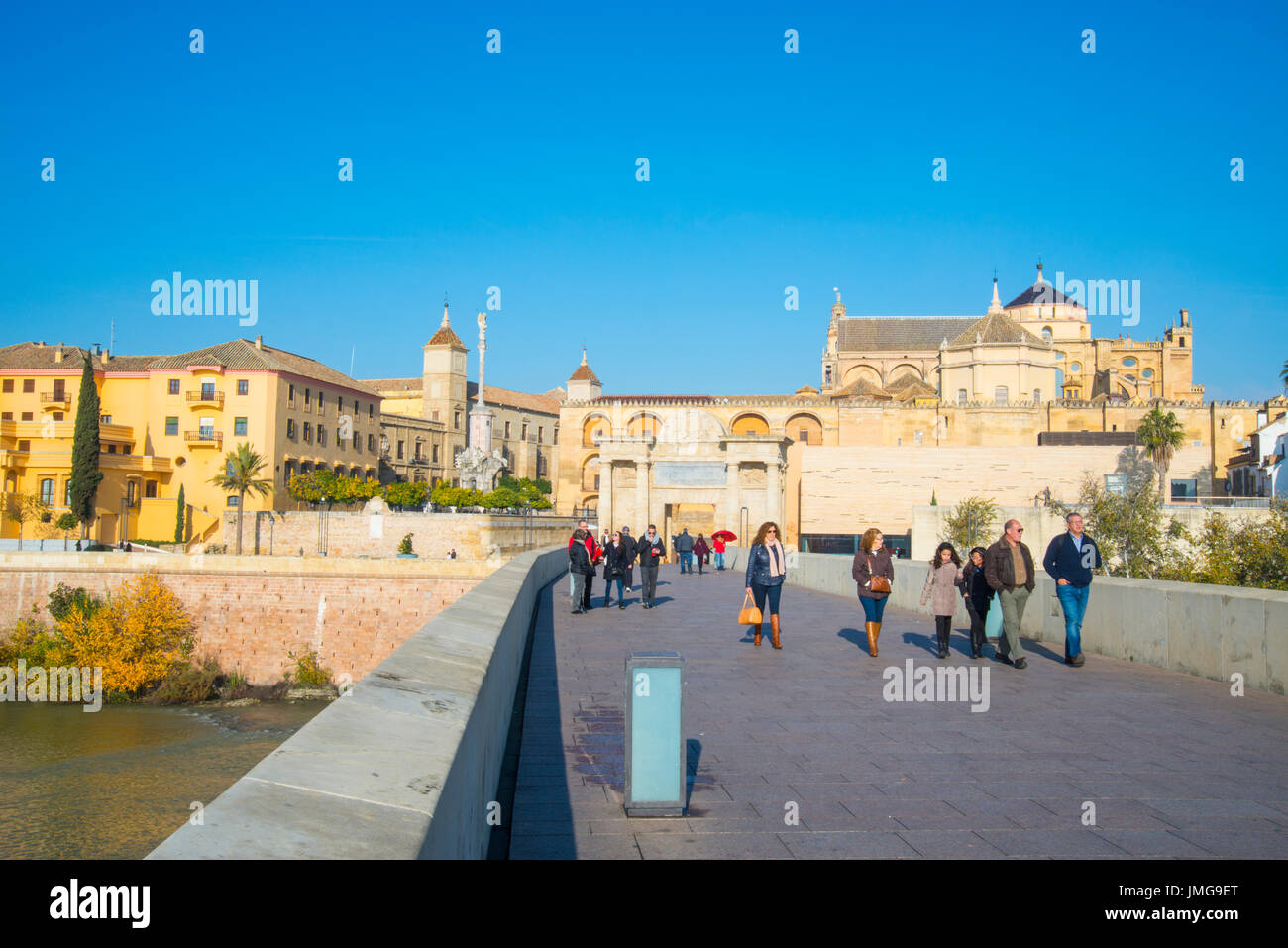 Mosque Cathedral from the Roman bridge over river Guadalquivir. Cordoba, Spain. Stock Photo