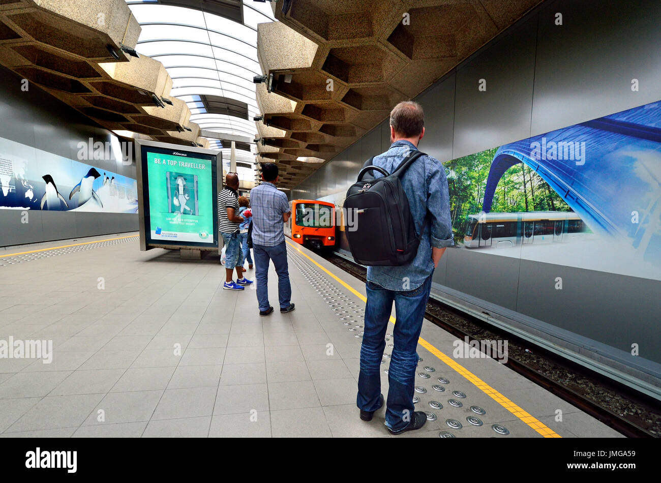 Brussels Belgium Belgica Metro Station Train Arriving At The Platform Stock Photo Alamy