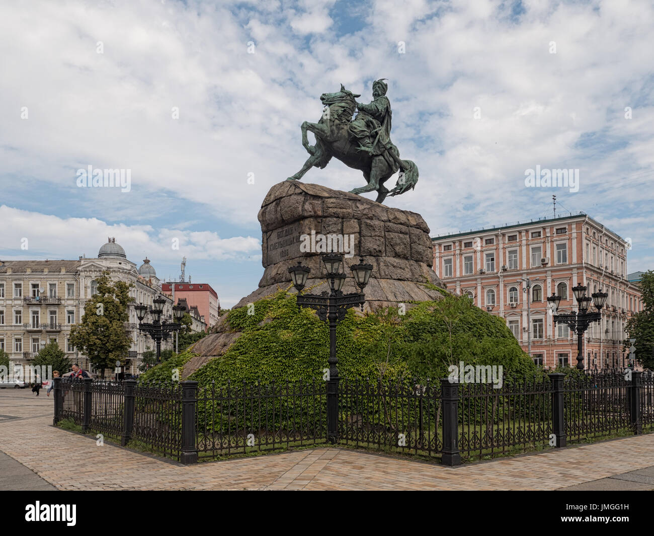 KYIV, UKRAINE -  JUNE 11, 2016:  Bohdan Khmelnytsky Monument in Sophia Square Stock Photo