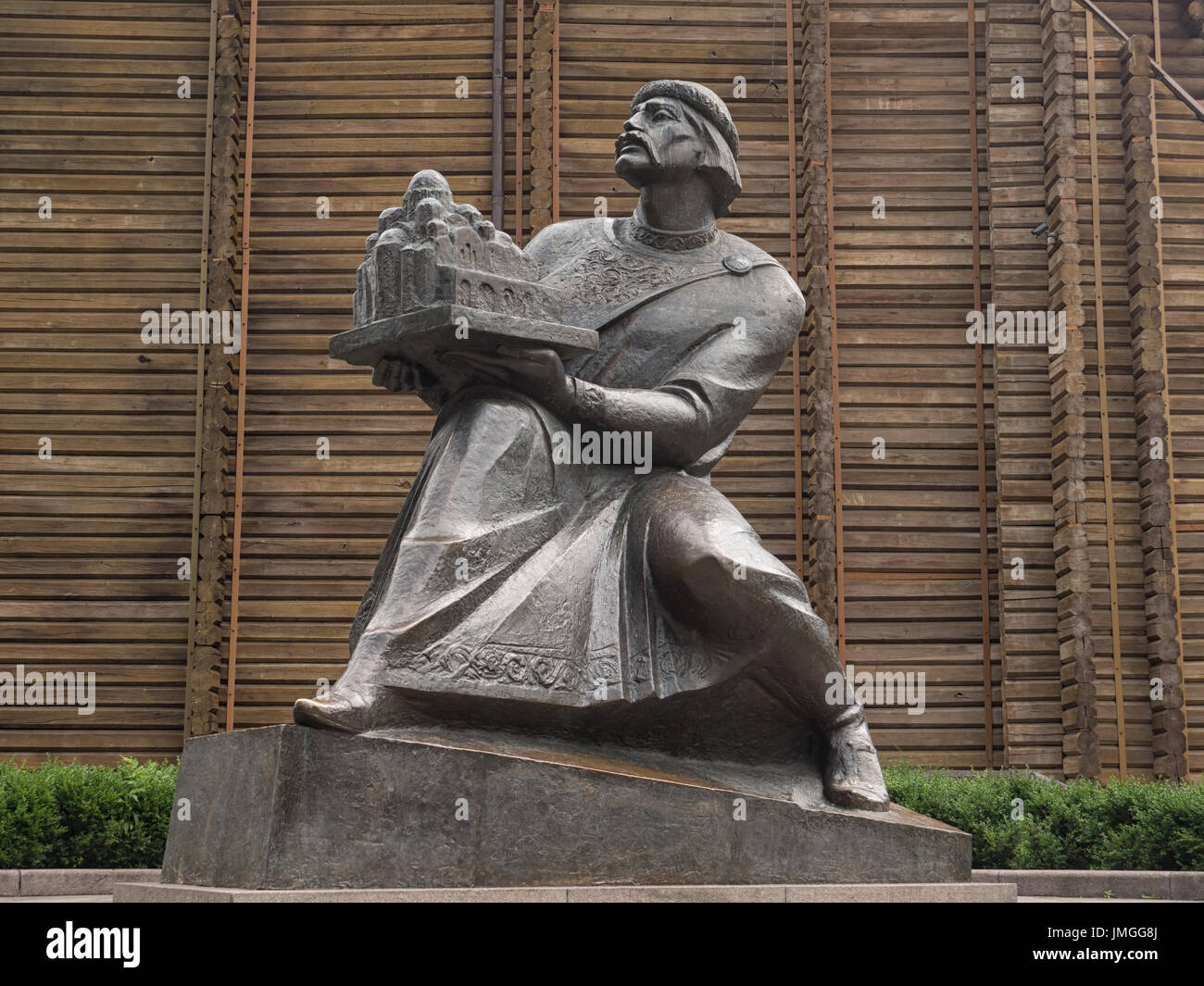 KYIV, UKRAINE -  JUNE 11, 2016: Statue of Yaroslav the Wise beside the Golden Gates of Kiev Stock Photo
