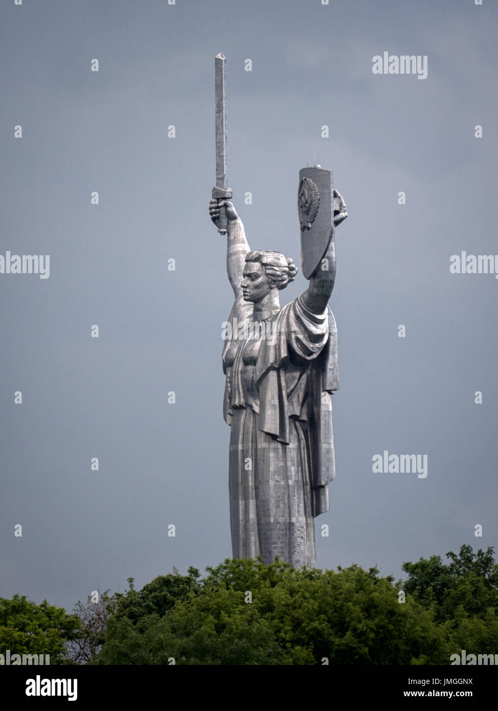 KYIV, UKRAINE - JUNE 11, 2016:  The Motherland Monument that Soviet Union’s victory over the Nazi Germany in WW2 Stock Photo