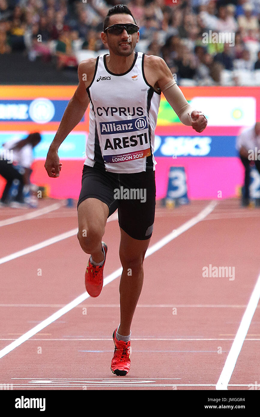 Andonis ARESTI of Cyprus in the  Men's 100m T47 Heats at the World Para Championships in London 2017 Stock Photo