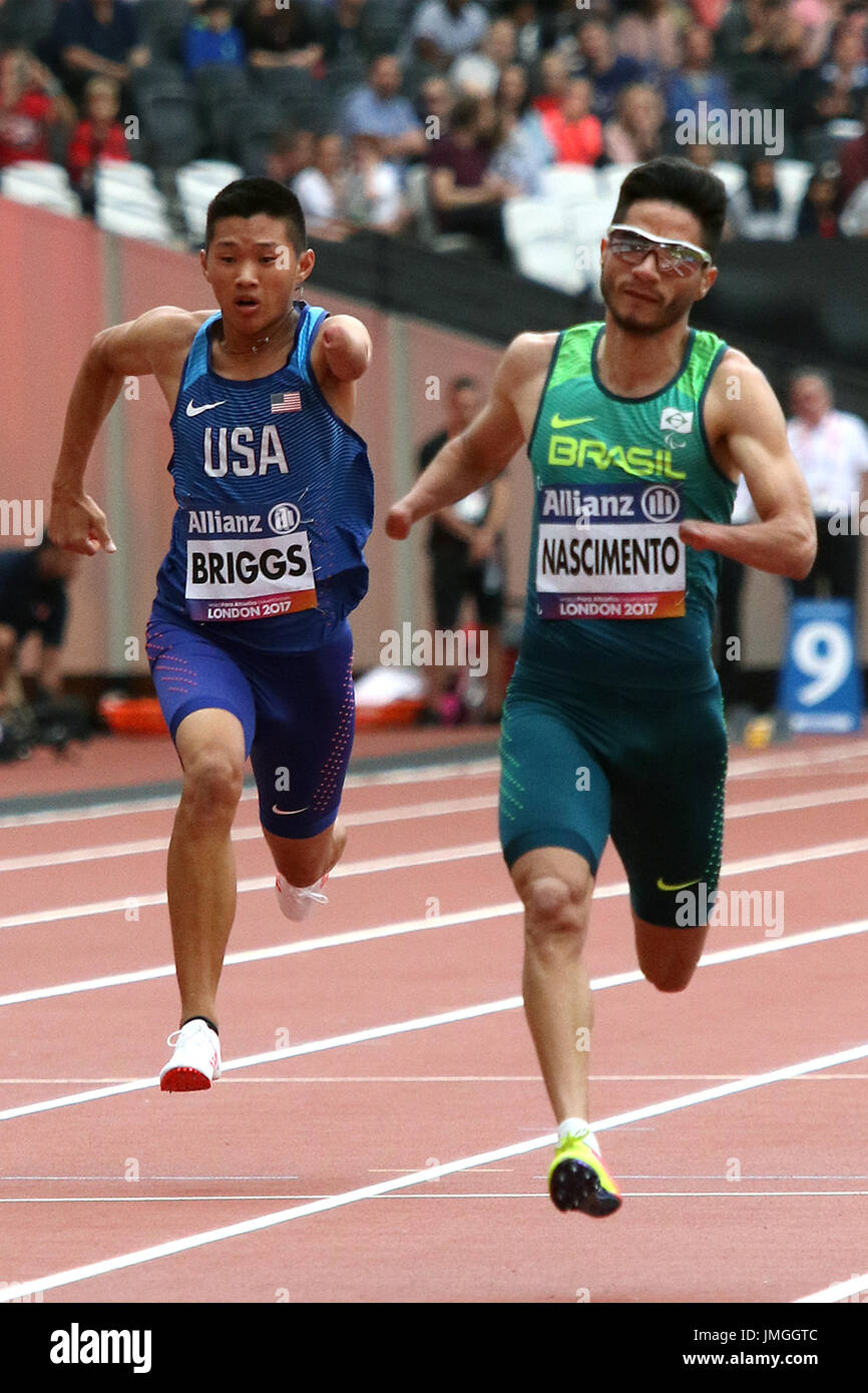 Jack BRIGGS of the USA in the  Men's 100m T47 Heats at the World Para Championships in London 2017 Stock Photo