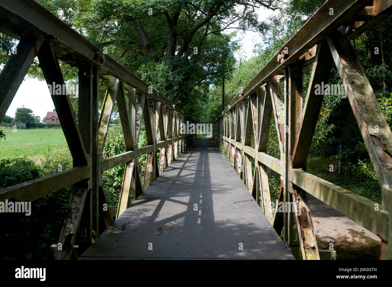 Footbridge at Piddle Brook ford, Seaford Lane, near Naunton Beauchamp, Worcestershire, England, UK Stock Photo