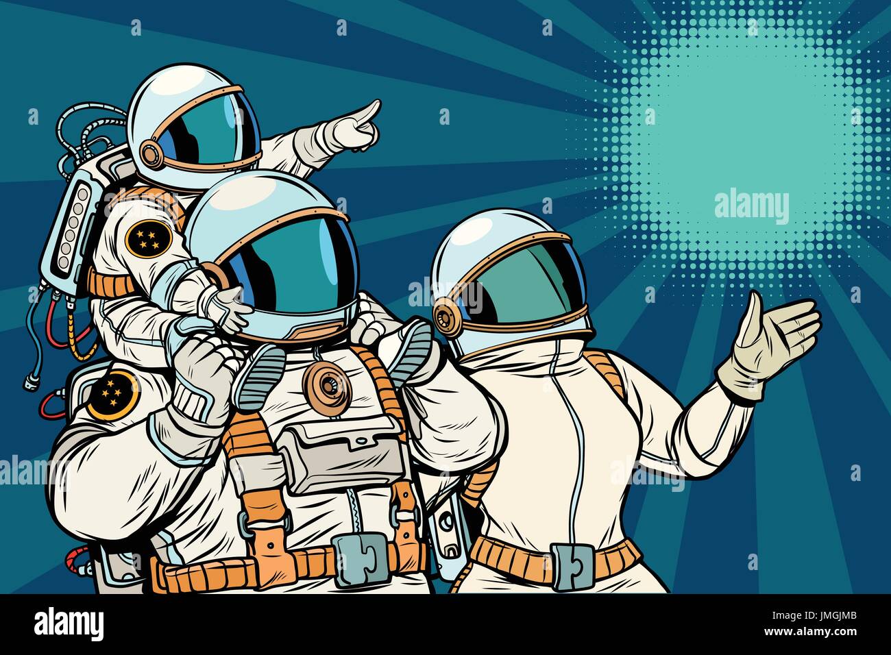 Astronauts family, father mother and child Stock Vector