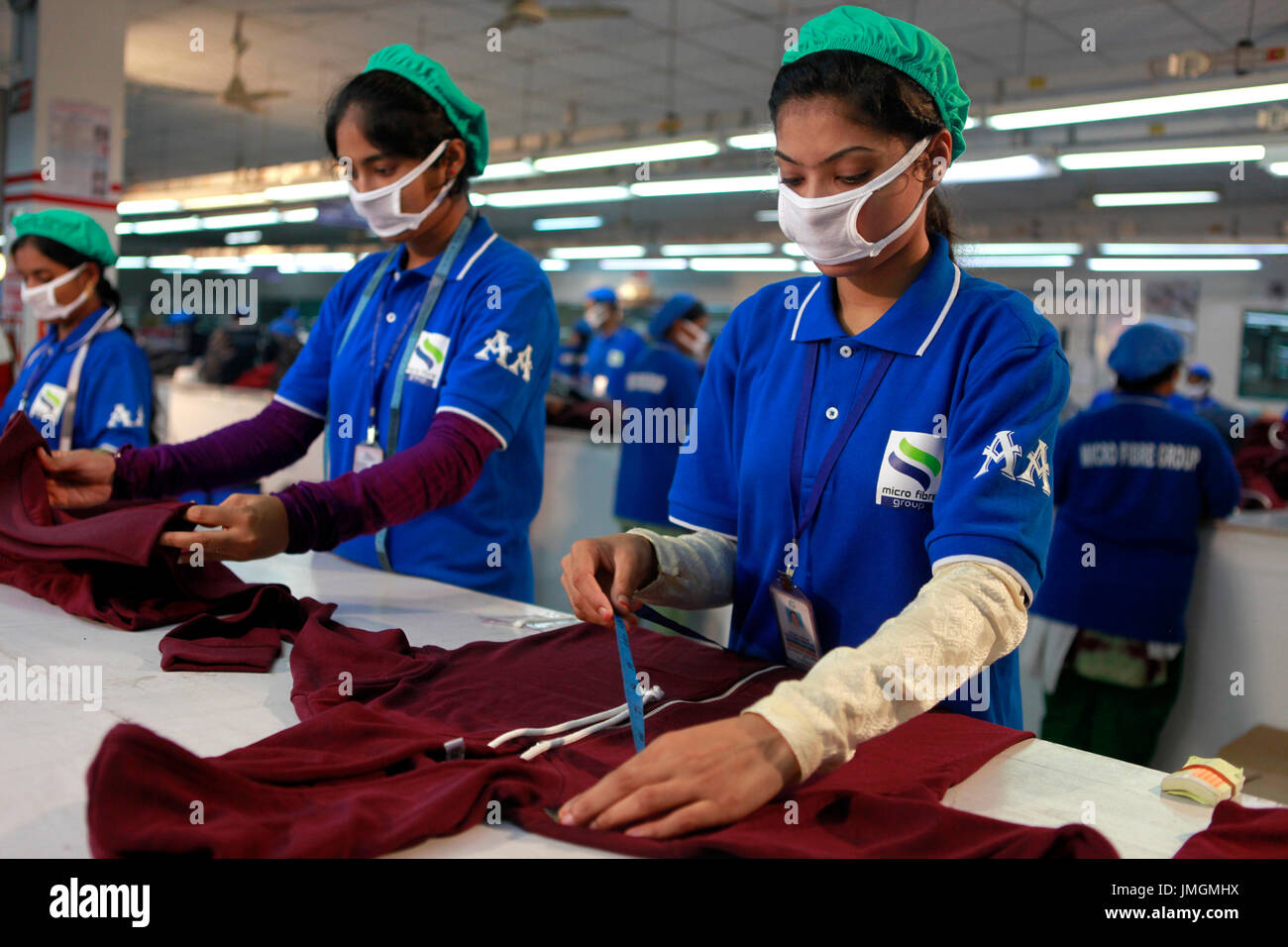 Workers in a readymade garment factory at Narayanganj on the outskirts
