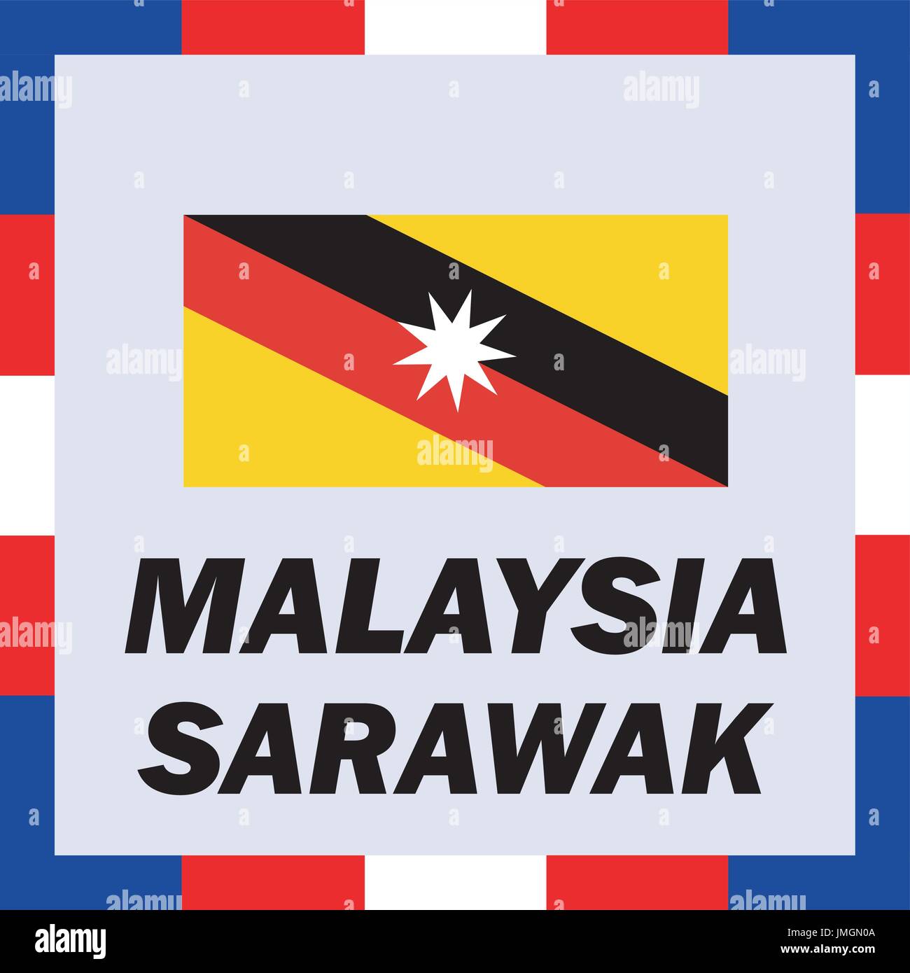 Official ensigns, flag and coat of arm of Malaysia - Sarawak Stock Vector
