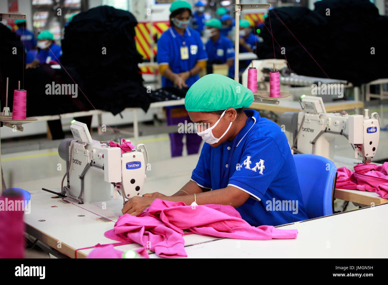 Female workers in a sewing section of a readymade garment factory in