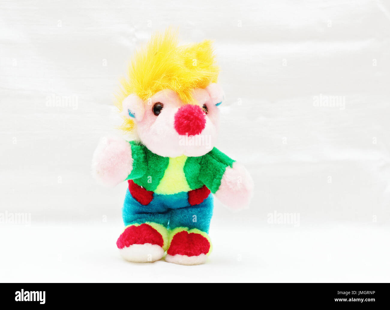 Children's soft toy hedgehog isolated white background. Stock Photo