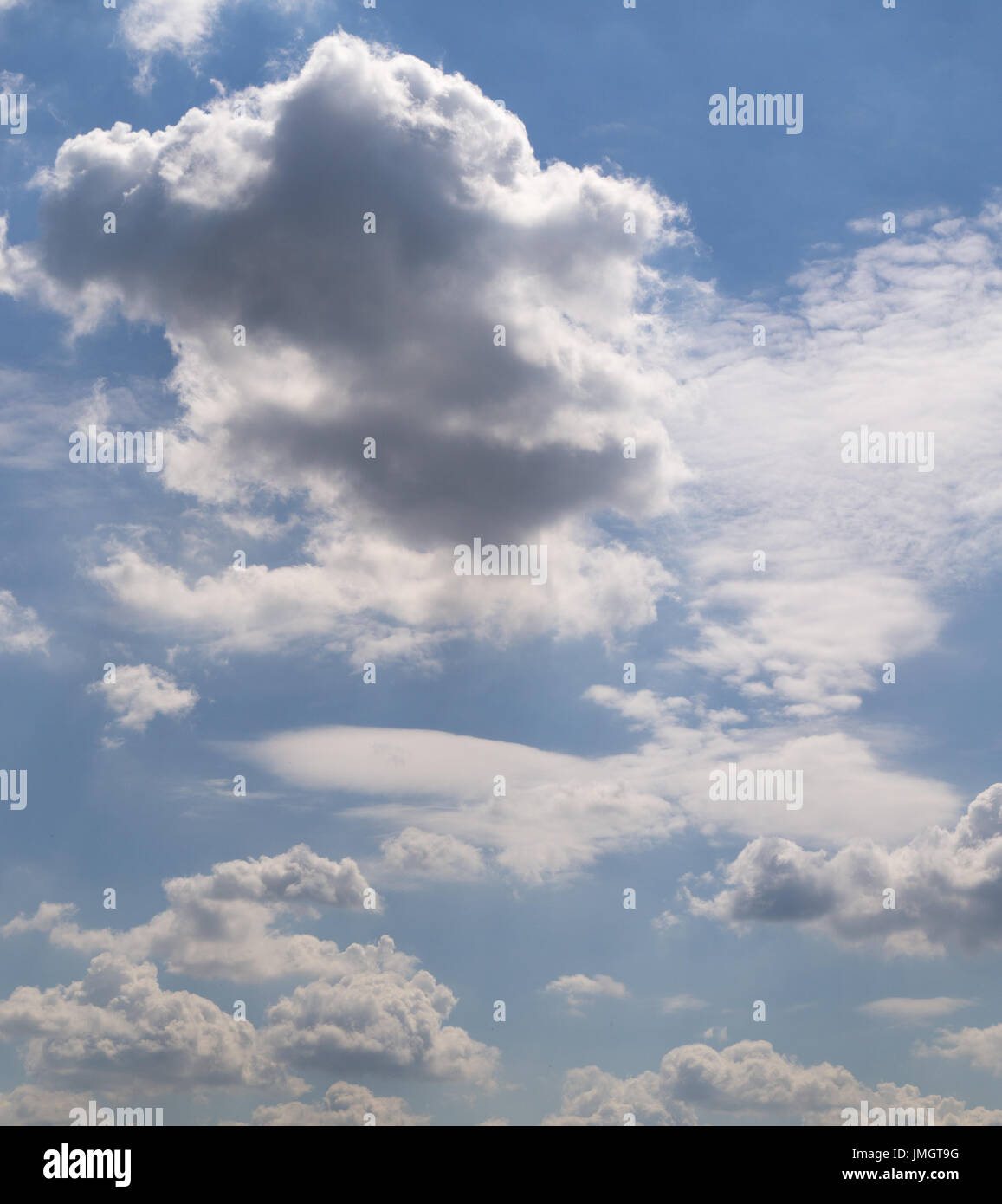 blue sky with white and gray clouds; cumulus. background; nature Stock