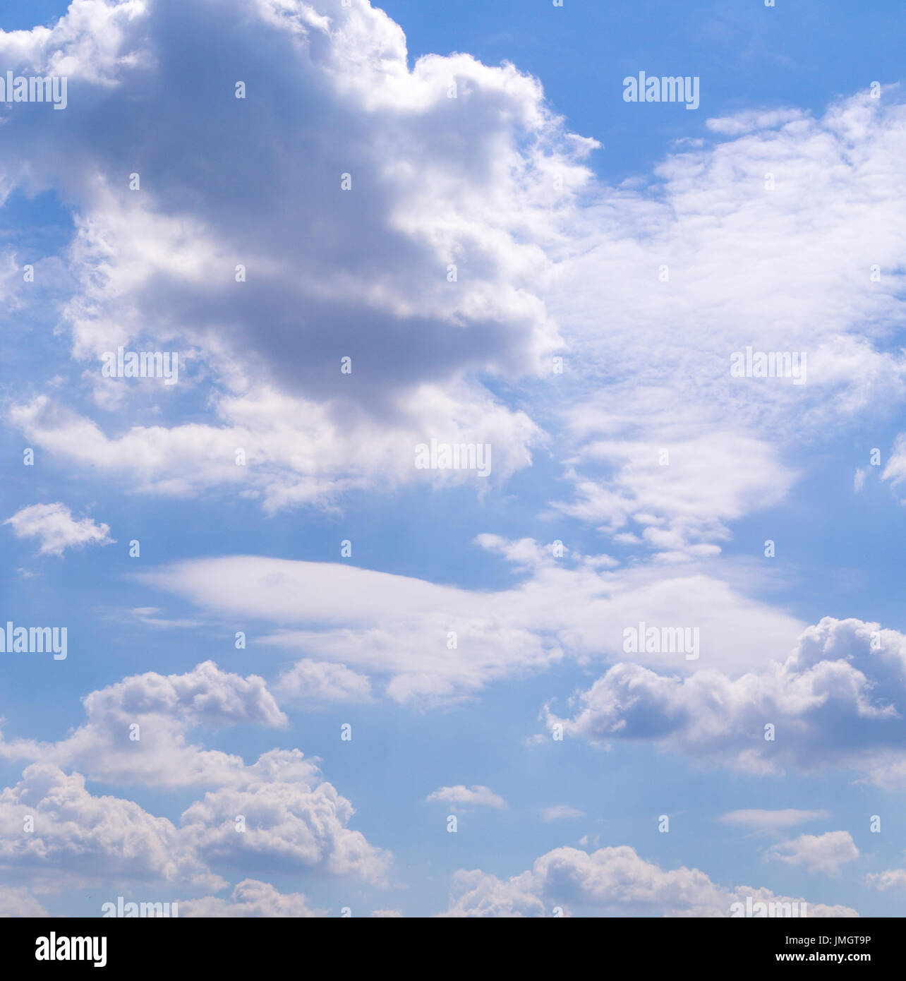 blue sky with white and gray clouds; cumulus. background; nature Stock