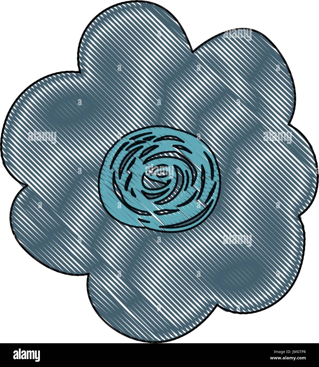 crayon silhouette of hand drawing dark blue flower Stock Vector Image ...