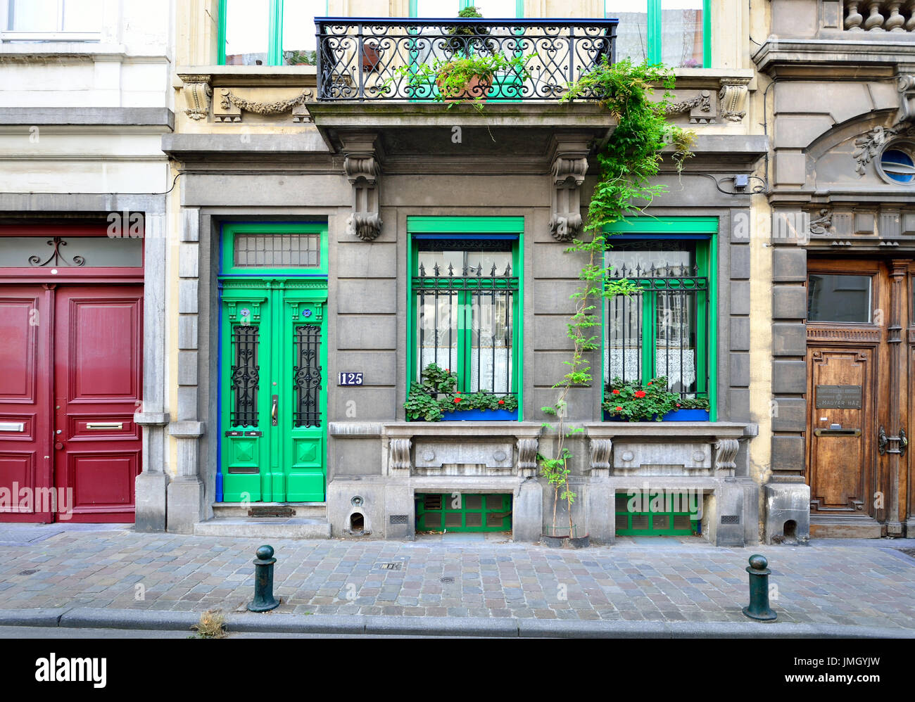 Brussels, Belgium. Rue de l'Arbre Bénit 125 (1865: Eclectic / Neoclassical architecture) Stock Photo