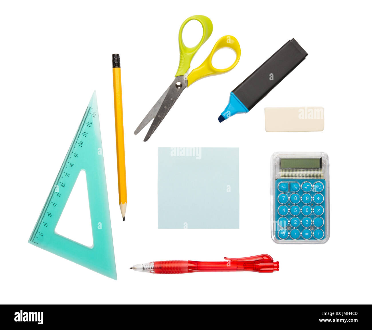 Assortment of school supplies isolated on white background Stock Photo ...