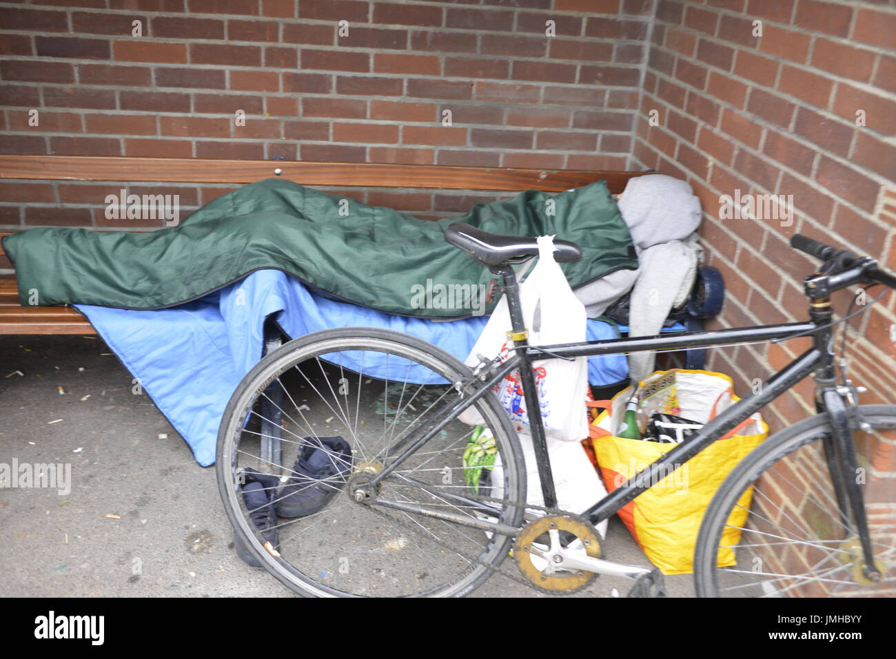 Homeless and rough sleepers on Oxford City streets Stock Photo