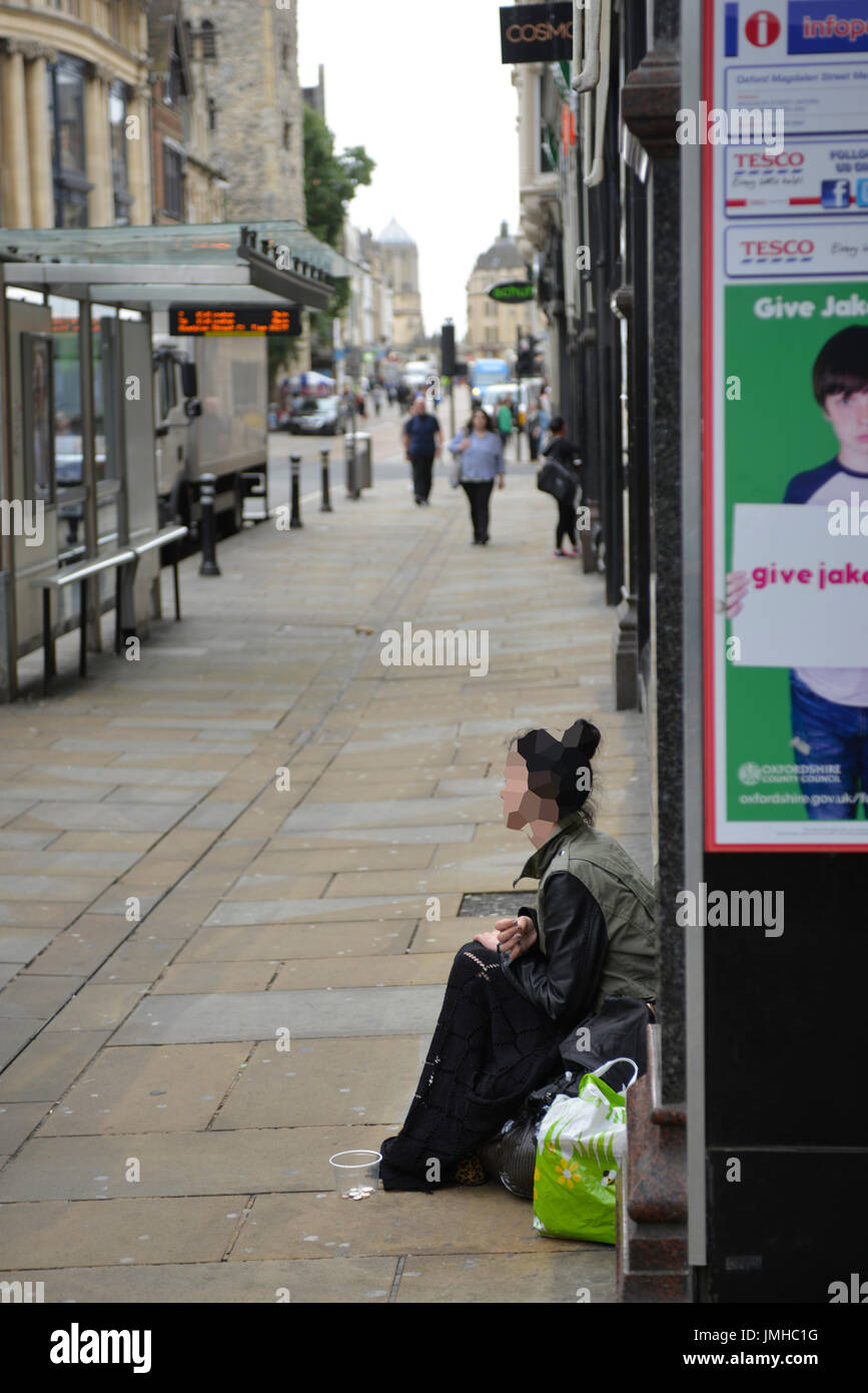 Homeless and rough sleepers on Oxford City streets Stock Photo