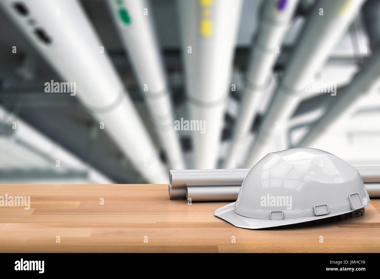civil engineer concept with pipeline and white helmet Stock Photo Alamy