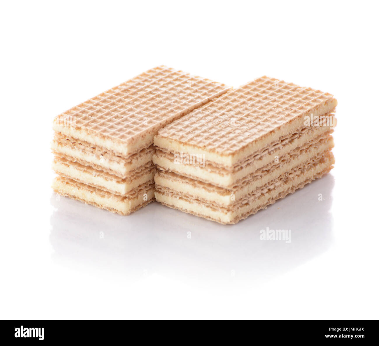 Vanilla Wafer Biscuits Isolated on White Background Stock Photo
