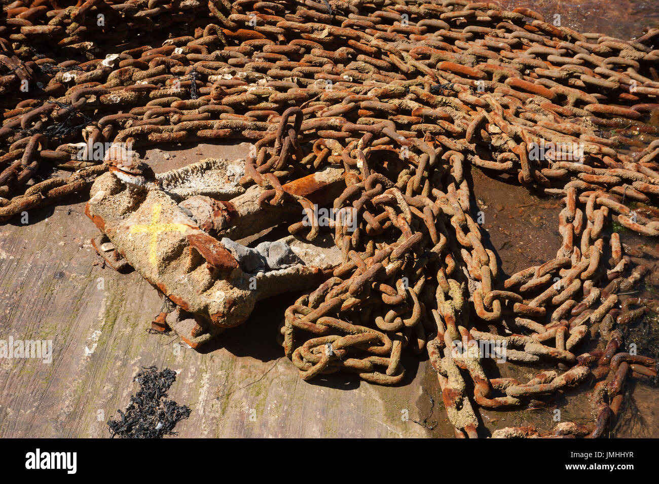 Rusty Chain and Anchor Stock Photo