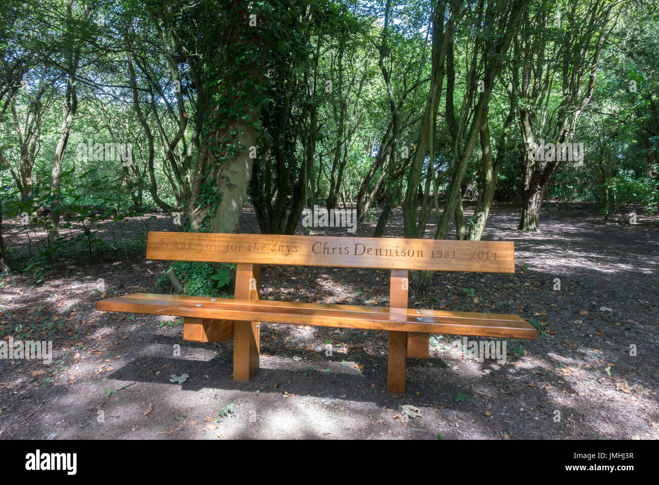 New commerative seat in Milton country park. Stock Photo