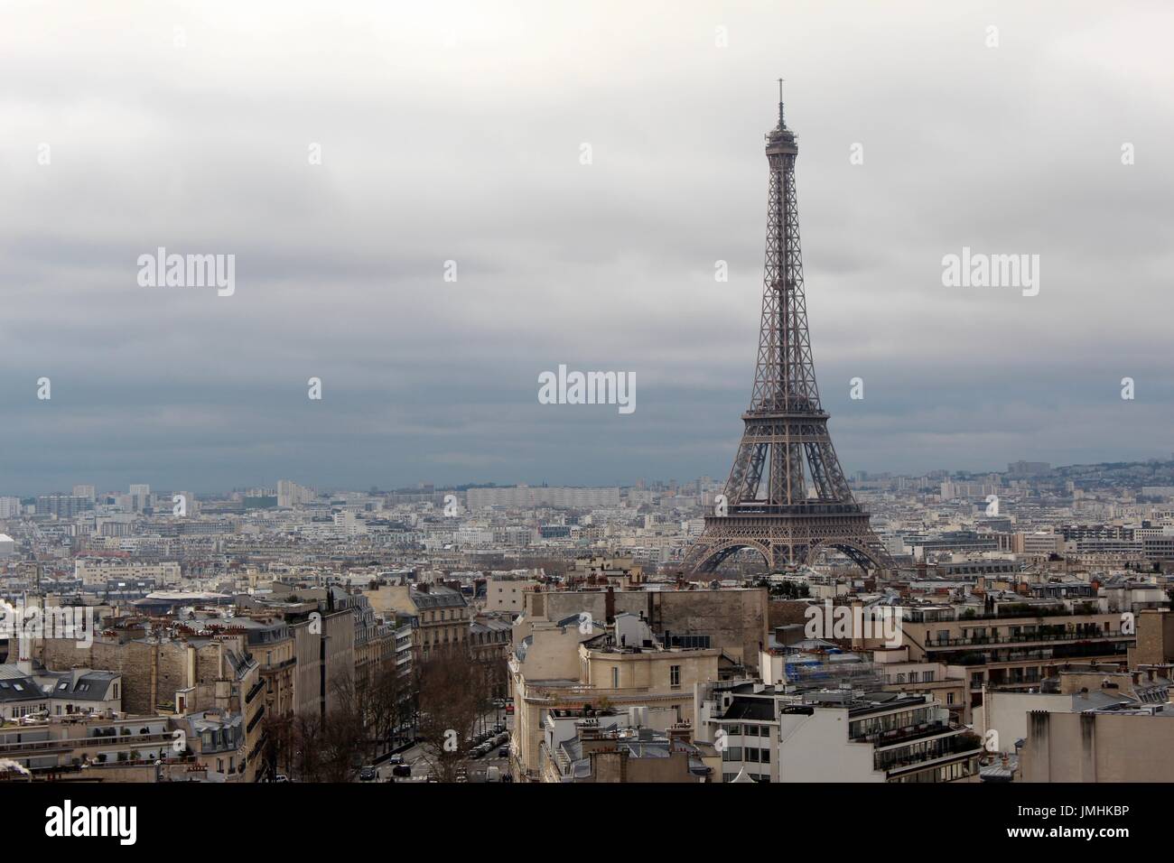 view of the eiffel tower from the arc de triomphe Stock Photo Alamy