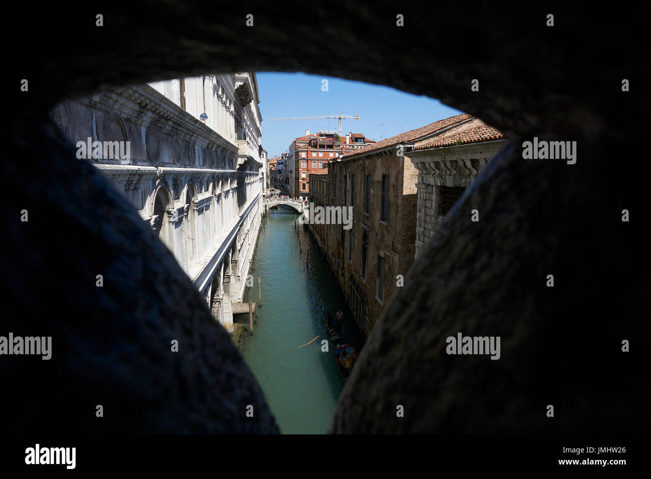 A prisoners view from the Bridge of Sighs. Stock Photo