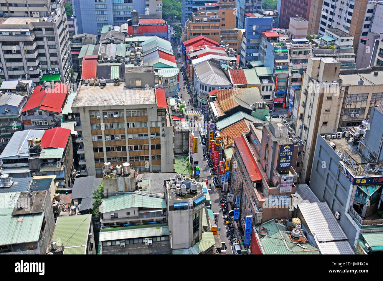 aerial view on Nanyang street, Zhongzheng district, Taipei, Taiwan Stock Photo