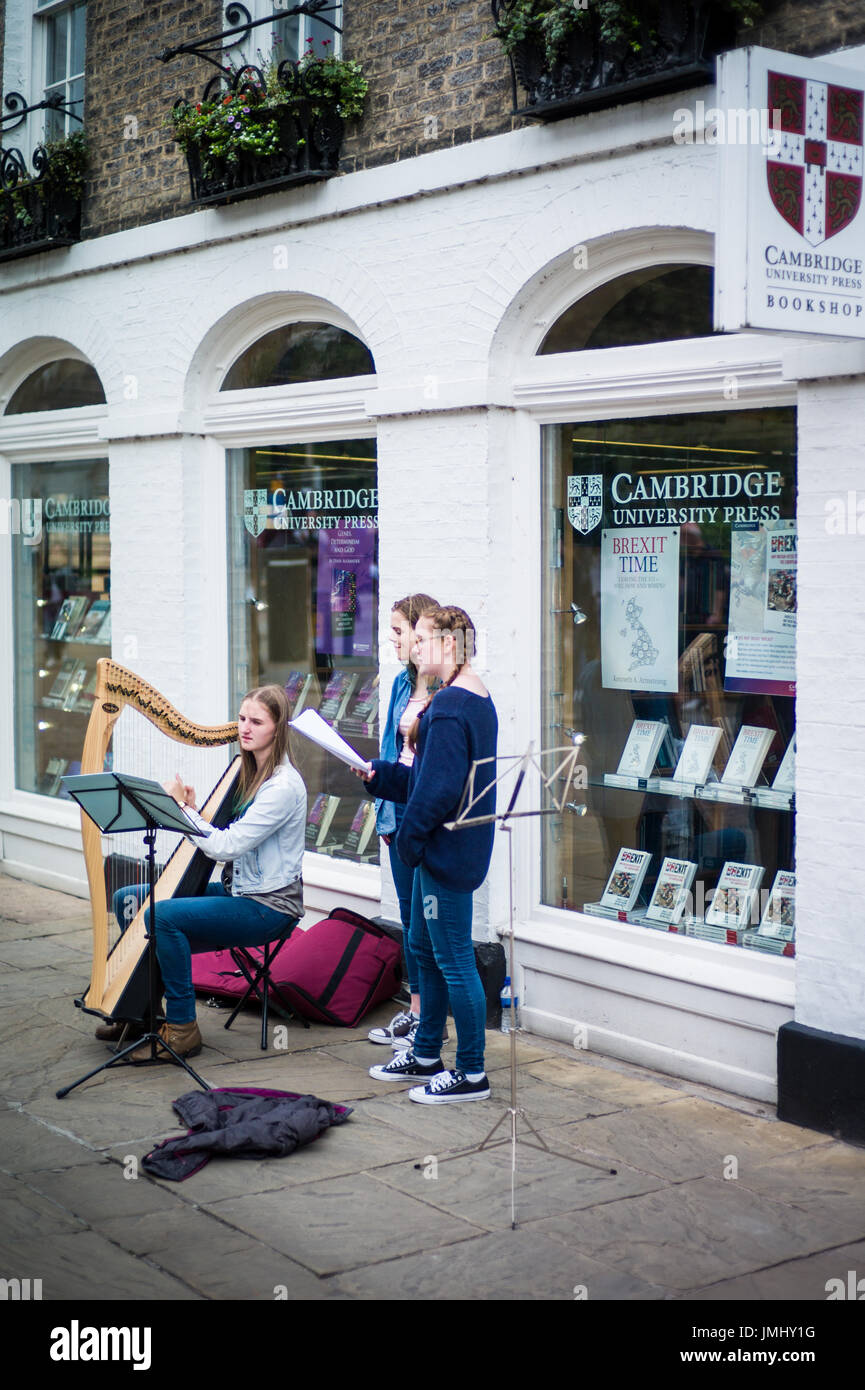 Classical Buskers in central Cambridge UK Stock Photo