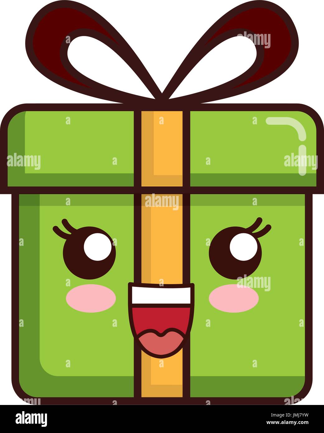 kawaii gift box icon over white background vector illustration Stock ...