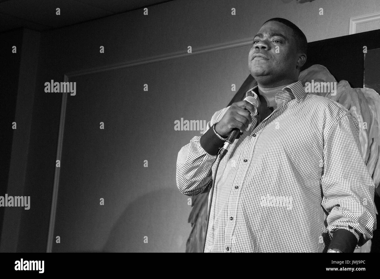 HASBROUCK HEIGHTS, NJ - AUGUST 8:  Tracy Morgan performs stand-up at Bananas Comedy Club in Hasbrouch Heights NJ on August 8, 2013.  Photo: RTPallante / MediaPunch. ***HIGHER RATES APPLY *** Stock Photo
