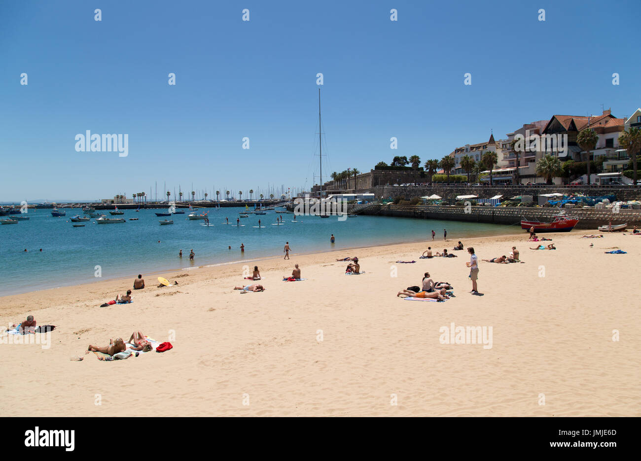 Beach in the coastal town of Cascais Portugal Stock Photo