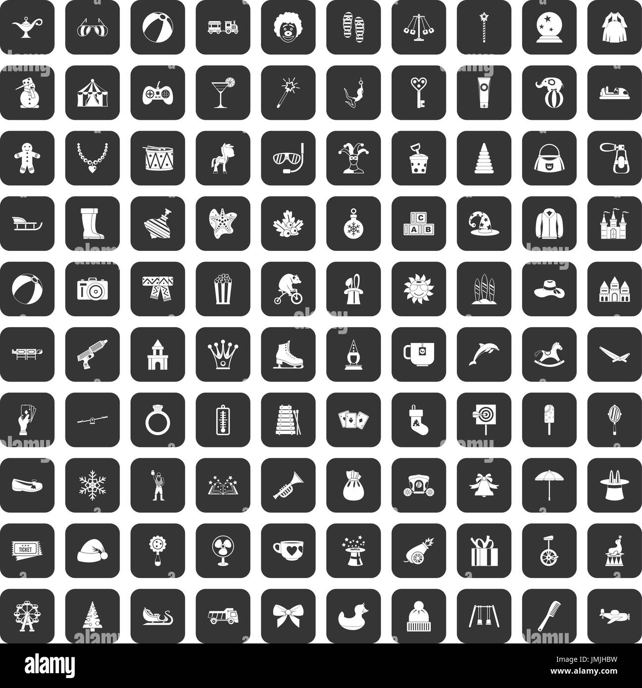 100 children icons set black Stock Vector Image & Art - Alamy