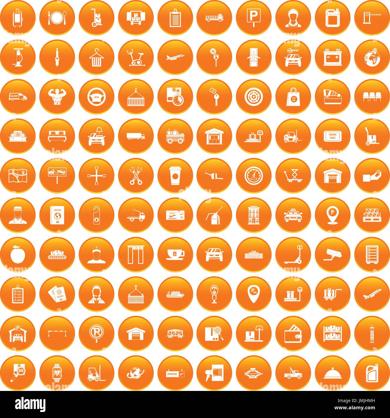 100 loader icons set orange Stock Vector