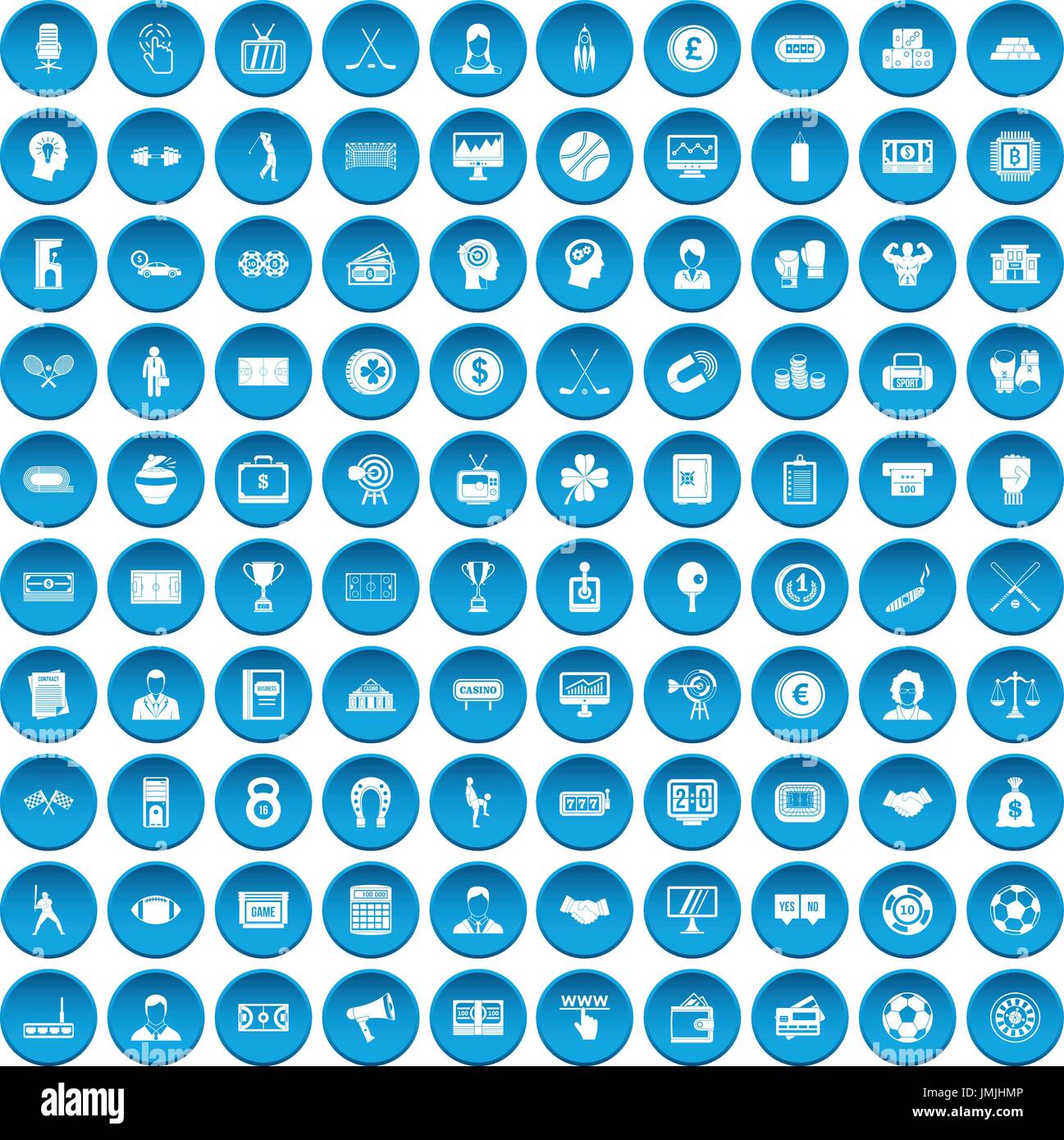 100 totalizator icons set blue Stock Vector