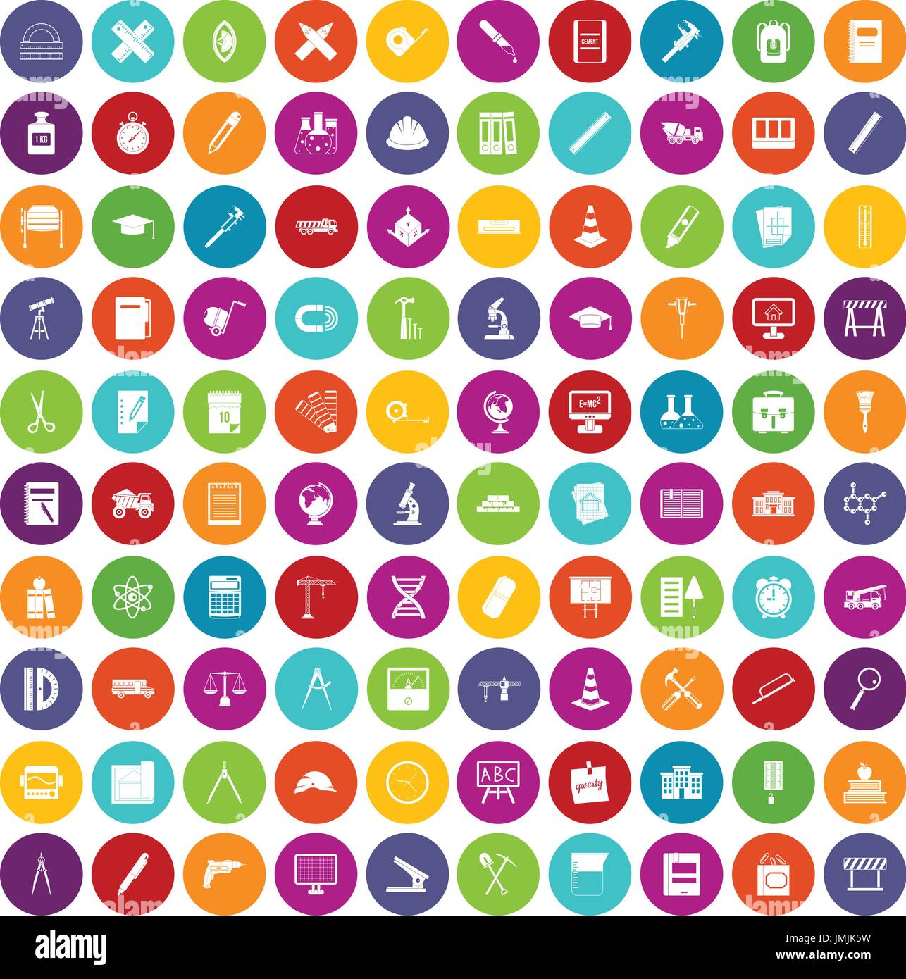 100 compass icons set color Stock Vector