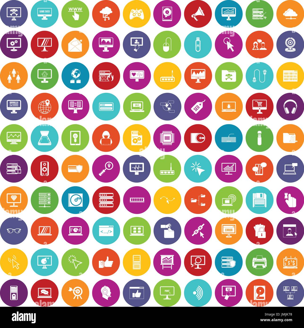 100 computer icons set color Stock Vector