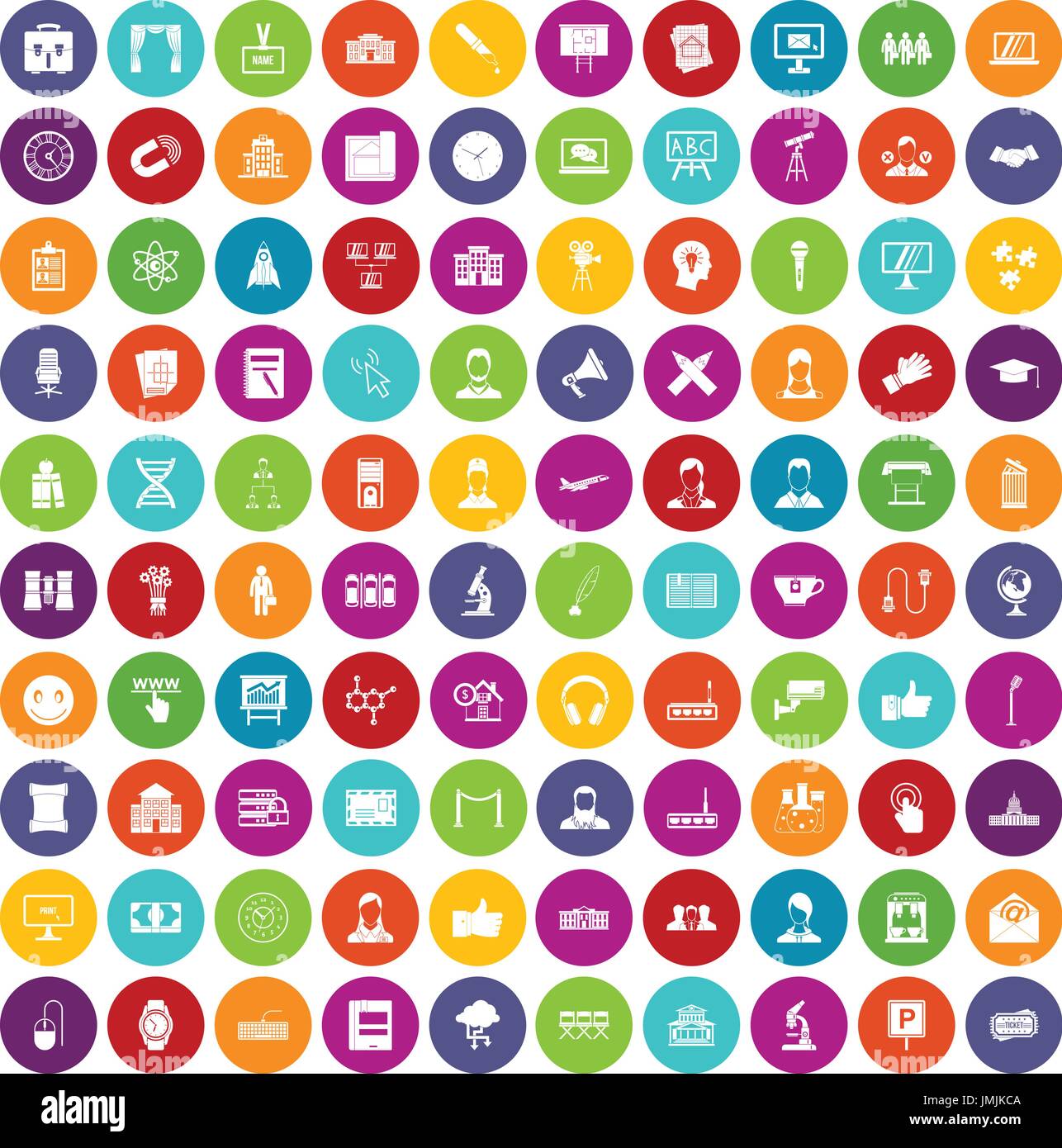 100 conference icons set color Stock Vector