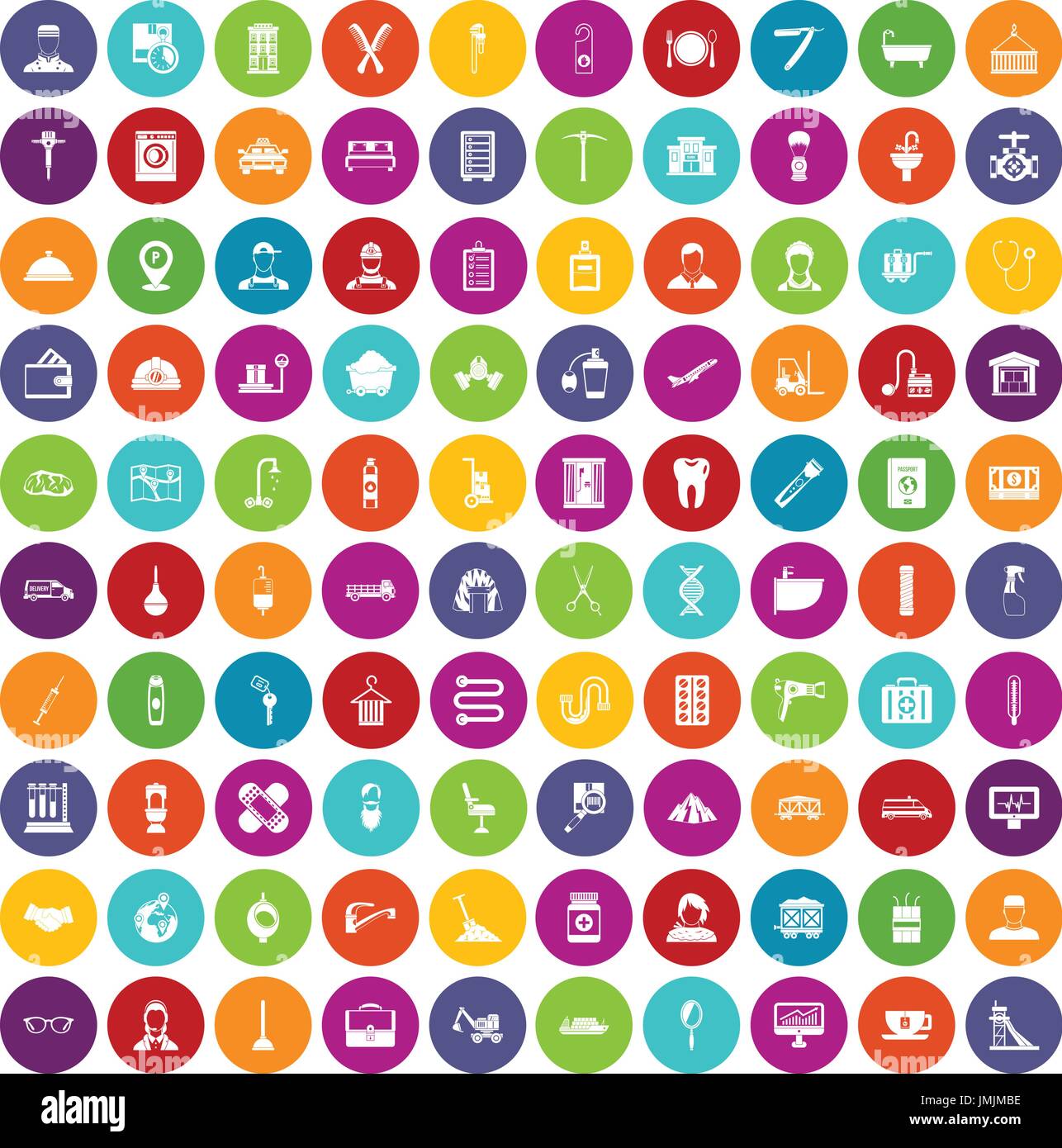100 craft icons set color Stock Vector