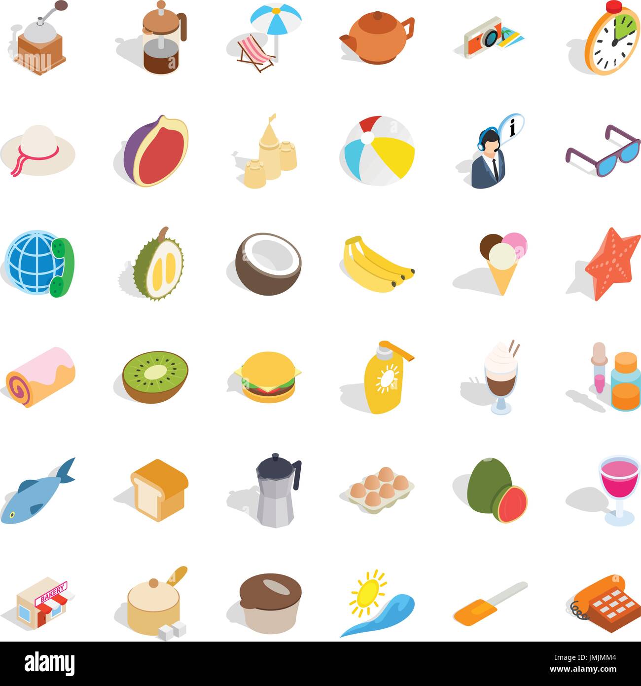 Rest icons set, isometric style Stock Vector