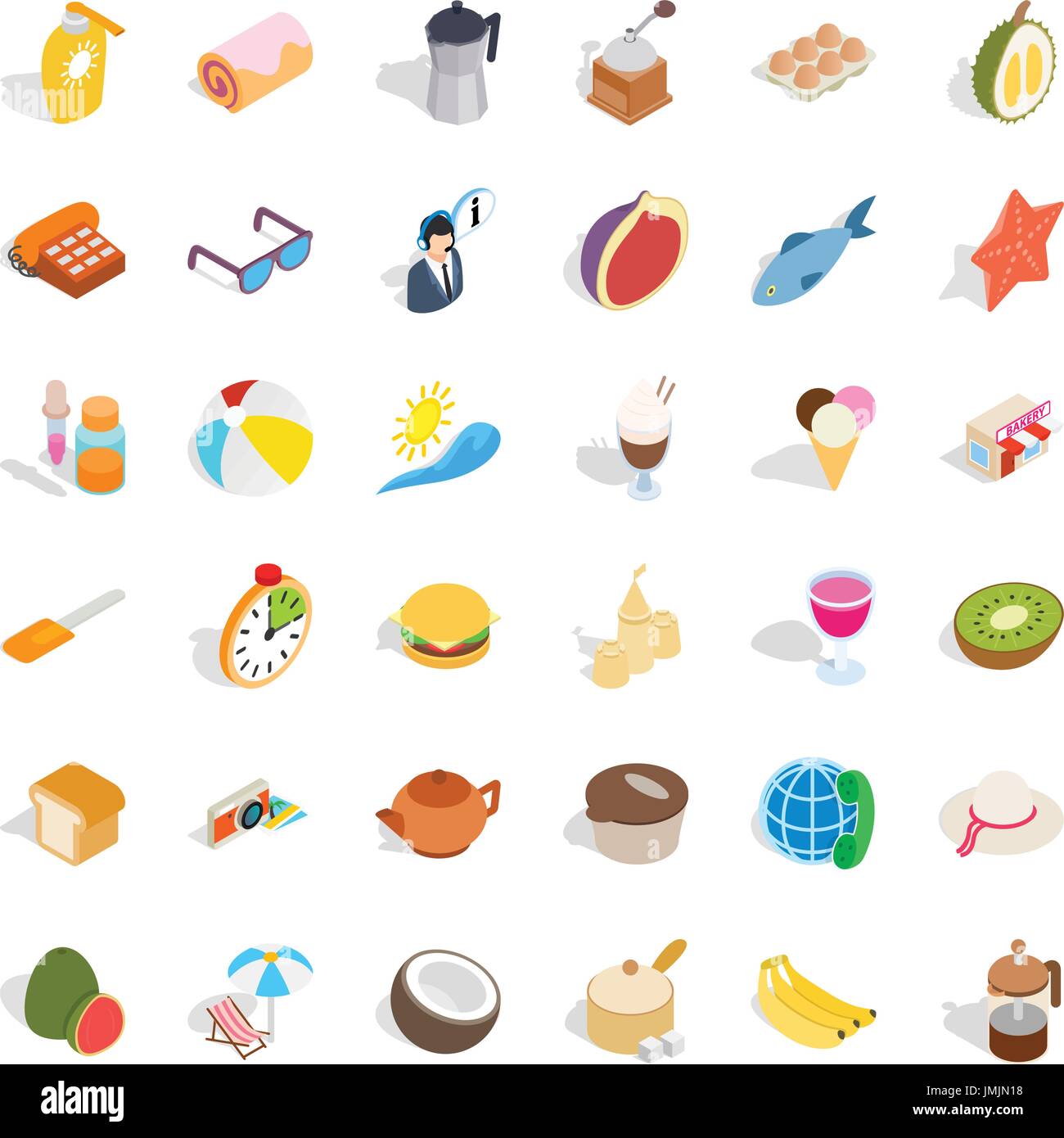 Ice cream icons set, isometric style Stock Vector