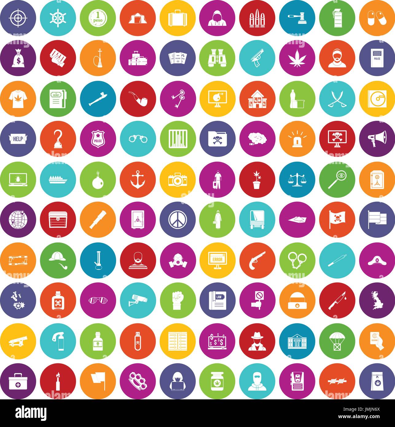 100 crime investigation icons set color Stock Vector Image & Art - Alamy