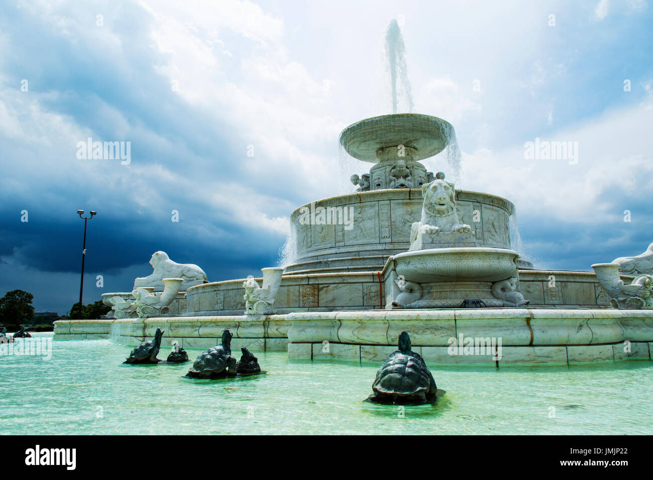 Belle Isle Detroit River Detroit Michigan USA. James Scott Memorial Fountain Stock Photo